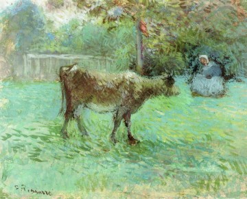 動物 Painting - 牛飼いカミーユ・ピサロ